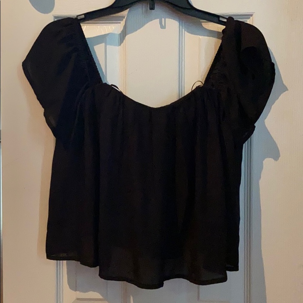 Black off the shoulder shirt